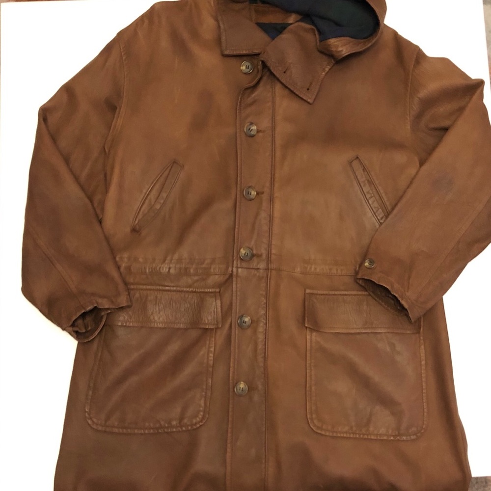 Late 80s! Men’s Leather Ralph Lauren  Coat